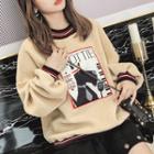 Applique Fleece Pullover Khaki - One Size
