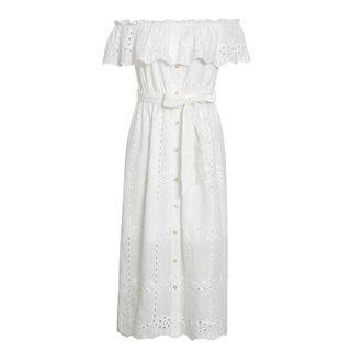 Off-shoulder Tie-waist Shift Dress
