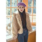 Snap-button Collared Fluffy Jacket