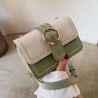Embroidered Trim Faux Leather Shoulder Bag