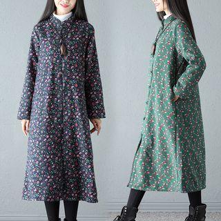 Floral Print Fleece Lined Coat