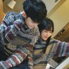 Couple Matching Striped Cowl Neck Sweater