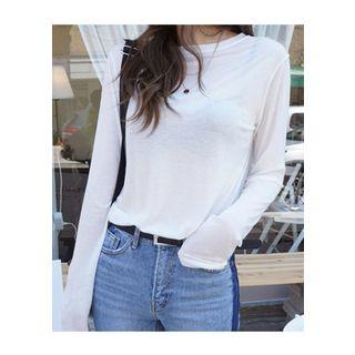 Extra Long-sleeve Sheer T-shirt