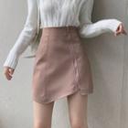 Faux Leather Asymmetrical Mini A-line Skirt