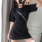 Set: Glittered Short Sleeve T-shirt + Flared Skirt