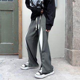 Color Block Slit Straight Leg Pants