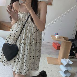 Spaghetti Strap Floral Frill Trim Layered A-line Dress