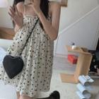 Spaghetti Strap Floral Frill Trim Layered A-line Dress