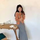 V-neck Woolen Argyle Cardigan