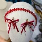 Gemstone Wedding Headband Wine Red - One Size