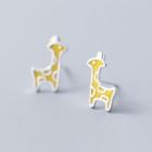 925 Sterling Silver Giraffe Earring Yellow - One Size
