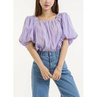 Puff-sleeve Two-way A-line Top