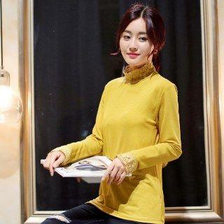 Long-sleeve Mock-neck Paneled Top