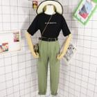 Elbow-sleeve Letter T-shirt / Harem Pants / Set
