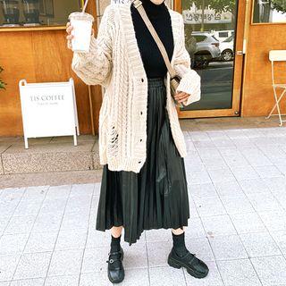 Ripped Oversized Cable-knit Cardigan