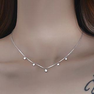 Rhinestone Star Sterling Silver Necklace Silver - One Size