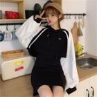Cropped Color Block Hoodie / Mini Bodycon Tank Dress