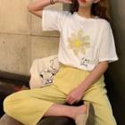 Printed Short-sleeve T-shirt / Straight Fit Pants