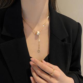 Ring Necklace White Ring - Gold - One Size