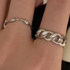 Set Of 2: Twisted / Chained Alloy Ring (various Designs) Set - Silver - One Size