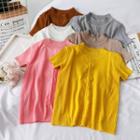 Mock-neck Short-sleeve Knit Top In 8 Colors