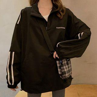 Lettering Half-zip Sweatshirt Black - One Size