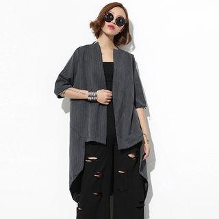 Open Front Asymmetric Ribbed Jacket