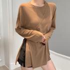 Long-sleeve Split-side T-shirt