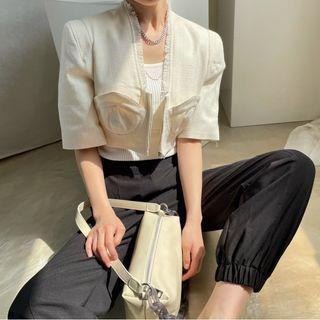 Short-sleeve Zip-up Cropped Jacket