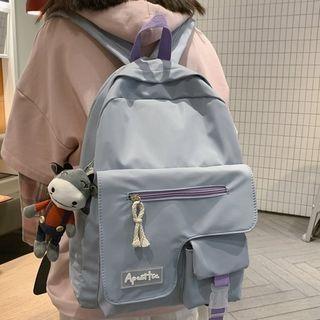 Buckled Front Pocket Zip Nylon Backpack