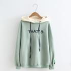 Contrast-hooded Embroidered Pullover