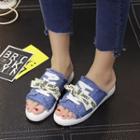 Lace-up Denim Slide Sandals