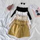 High-waist Frilled Trim Wide-leg Shorts