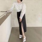 Tie-back Blouse / A-line Skirt