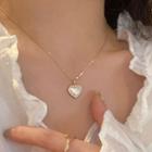 Rhinestone Heart Pendant Necklace White Heart - Gold - One Size
