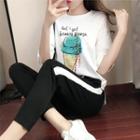 Short-sleeve Printed T-shirt / Harem Pants / Set