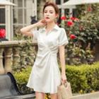 Short-sleeve Knotted Shirtdress