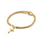 Simple And Classic Plated Gold Cross 316l Stainless Steel Double-layer Bracelet Golden - One Size