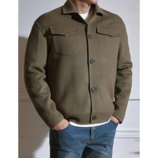 Flap-pocket Wool Blend Boxy Jacket