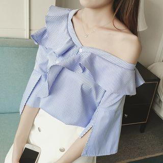 Flounced Off-shoulder 3/4 Sleeve Blouse