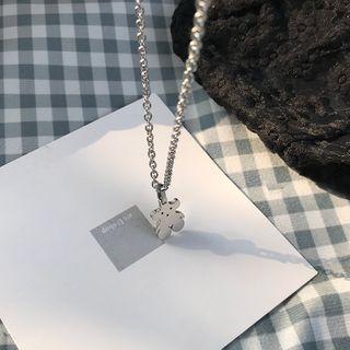 Couple Matching Bear Pendant Necklace 1 Pair - Silver - One Size