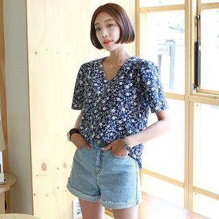 Tall Size Short-sleeve Floral Print Shirt