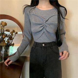 Mock Two-piece Bow Accent Sweater