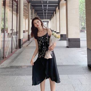 Spaghetti Strap Paneled Asymmetric Dress