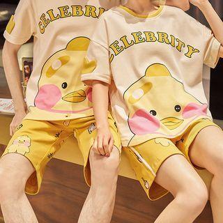 Couple Matching Loungewear Set : Short-sleeve Duck Print Top + Shorts