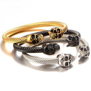 Stainless Steel Skull Open Bangle