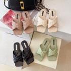 Square-toe Quilted Slide Sandals