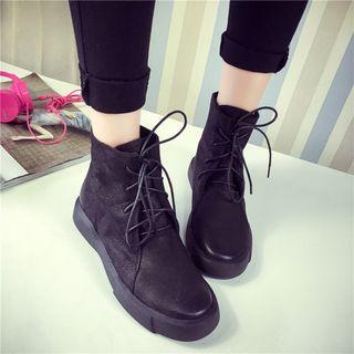 Round-toe Lace-up Ankle Boots