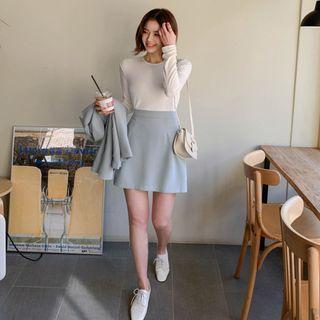 Pastel Band-waist A-line Miniskirt