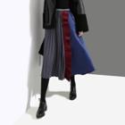 Pleated Panel A-line Midi Skirt As Shown In Figure - One Size